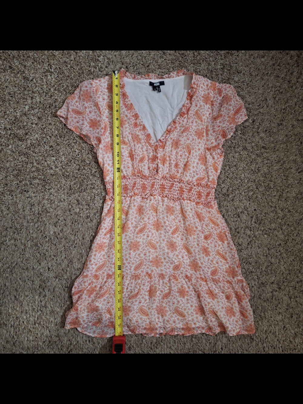 PAIGE 100% Silk Giannina Smocked Dress - Orange Sherbert Paisley - Picture 5 of 7